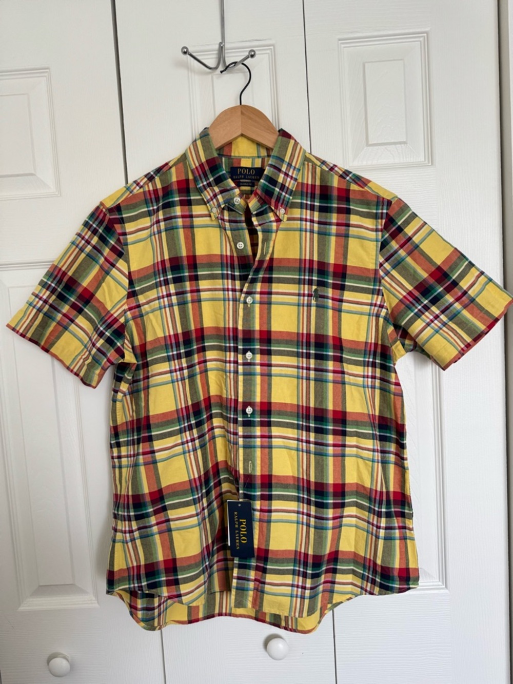 Polo by Ralph Lauren Yellow Plaid Short-Sleeve Button-Down Shirt size large